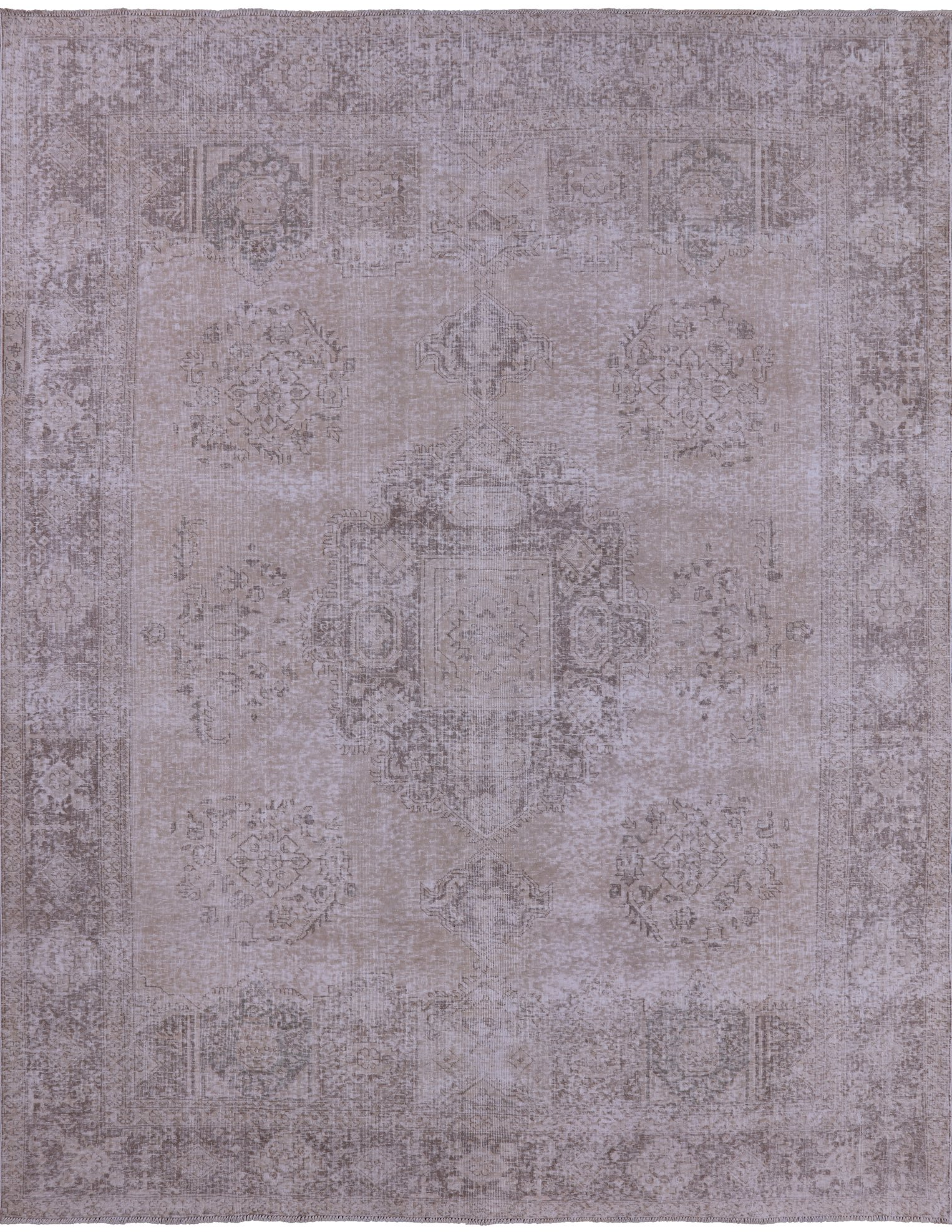 Ivory Persian Vintage White Wash Hand Knotted Wool Area Rug - 9' 7" X 12' 4" - Golden Nile