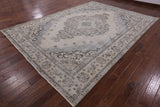 Vintage Persian White Wash Hand Knotted Wool Area Rug - 9' 4" X 12' 8" - Golden Nile