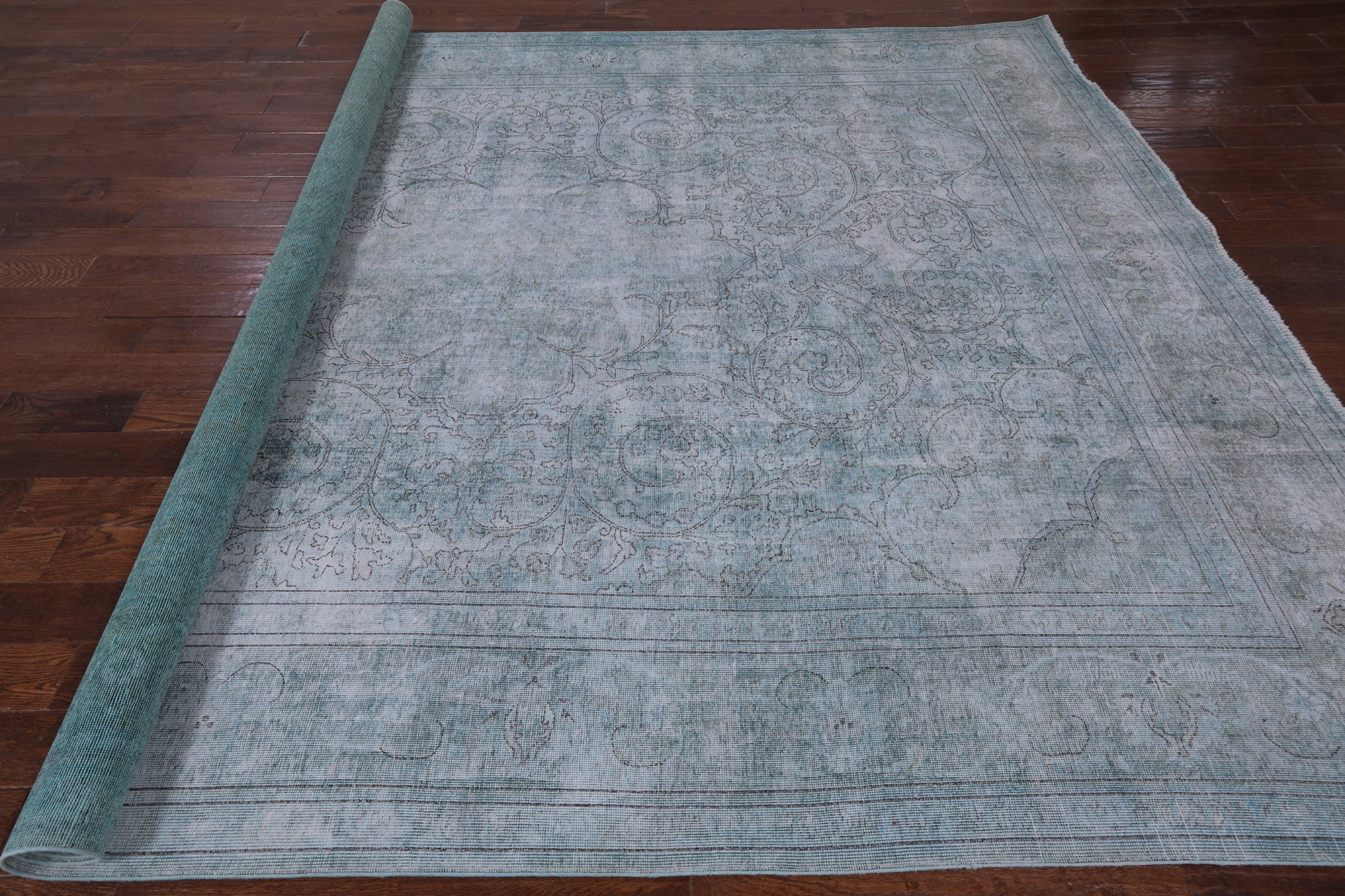Green Persian Overdyed Hand Knotted Wool Area Rug - 9' 8" X 12' 6" - Golden Nile