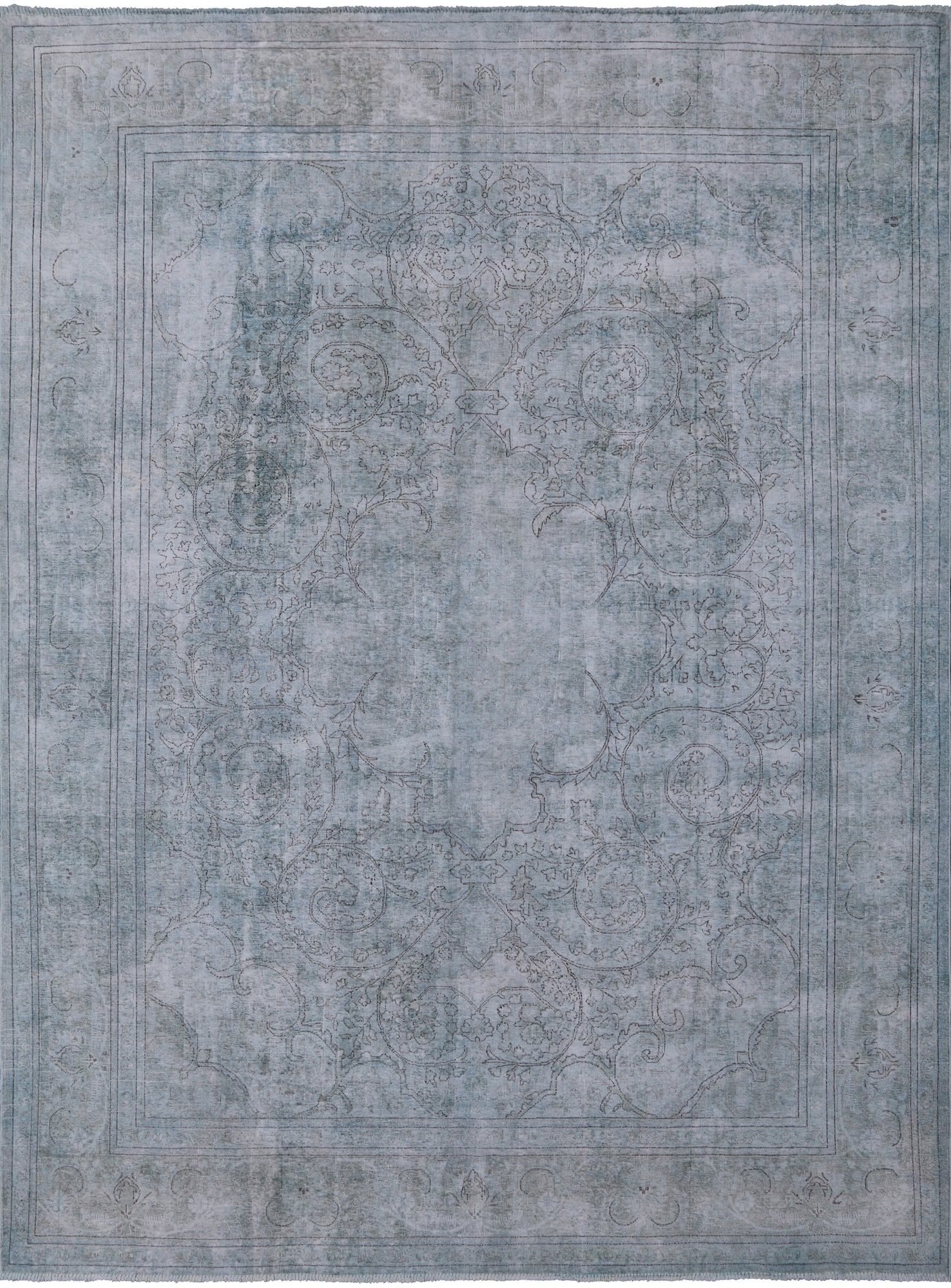 Green Persian Overdyed Hand Knotted Wool Area Rug - 9' 8" X 12' 6" - Golden Nile