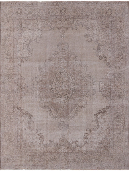 Ivory Persian Vintage White Wash Hand Knotted Wool Area Rug - 9' 9" X 12' 8" - Golden Nile