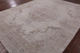 Ivory Persian Vintage White Wash Hand Knotted Wool Area Rug - 9' 9" X 12' 8" - Golden Nile