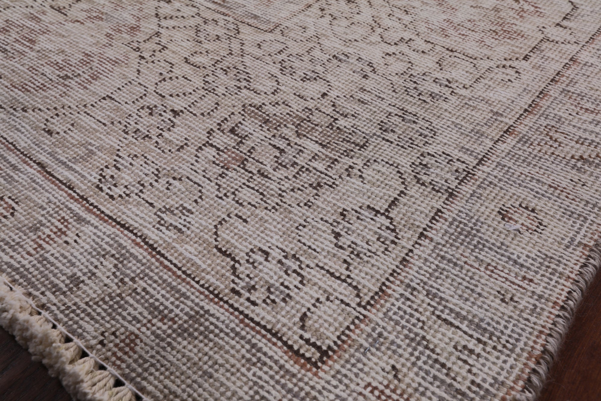 Ivory Persian Vintage White Wash Hand Knotted Wool Area Rug - 9' 9" X 12' 8" - Golden Nile