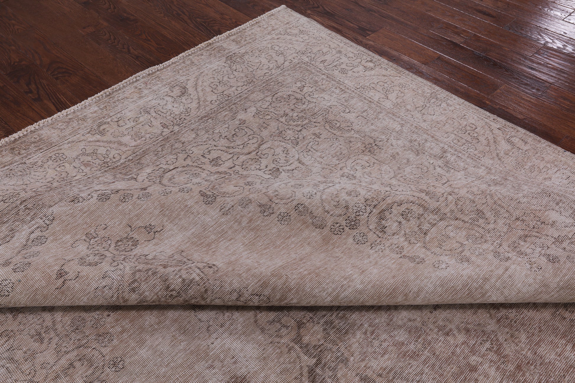 Ivory Persian Vintage White Wash Hand Knotted Wool Area Rug - 9' 1" X 12' 8" - Golden Nile