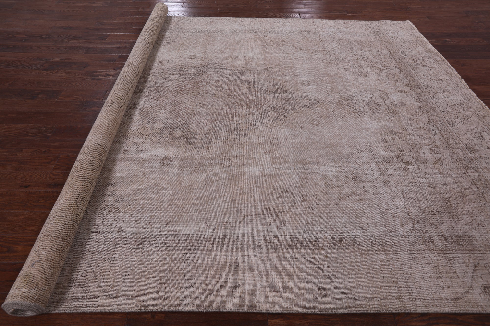 Ivory Persian Vintage White Wash Hand Knotted Wool Area Rug - 9' 1" X 12' 8" - Golden Nile