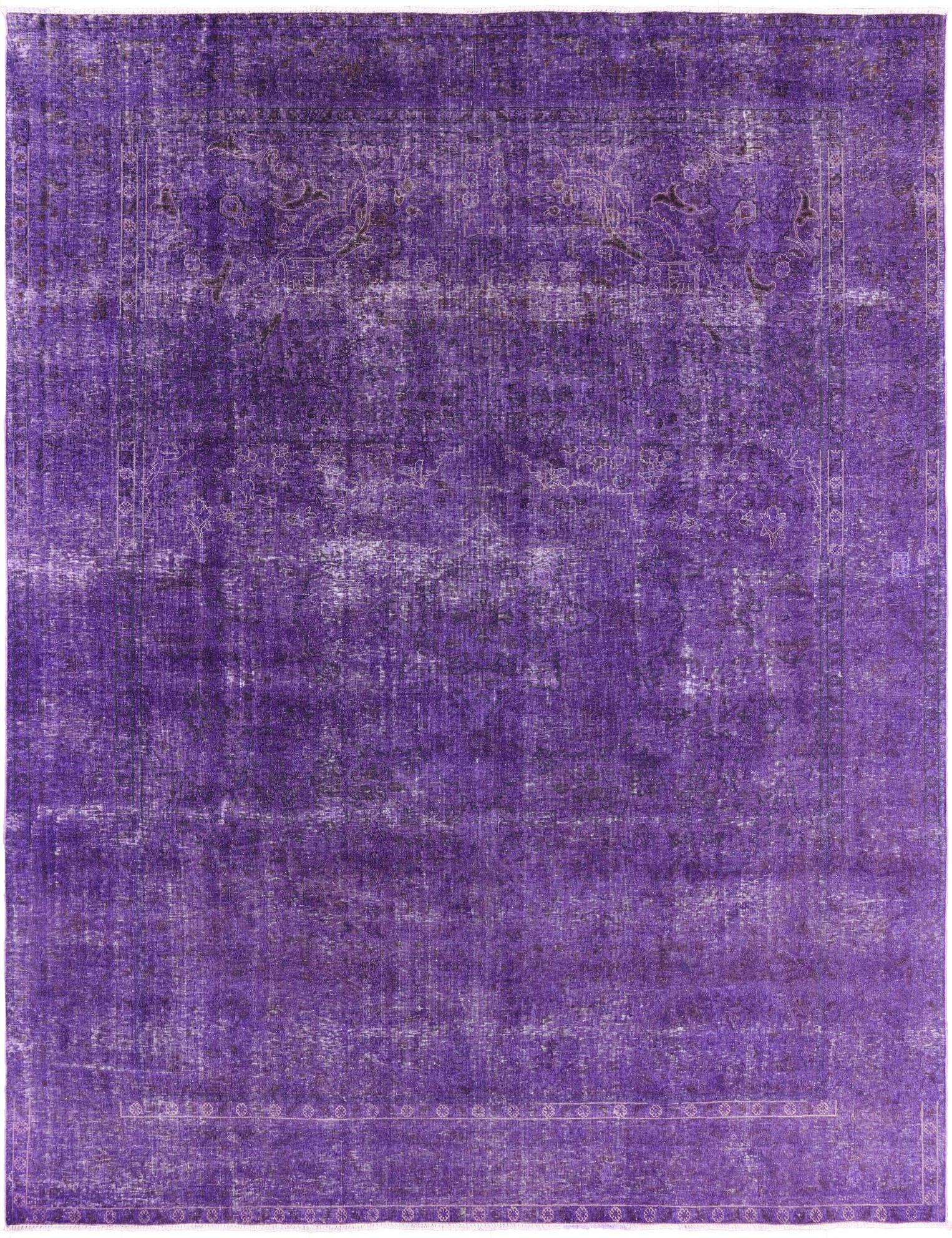 Purple Persian Overdyed Handmade Wool Area Rug - 9' 10" X 12' 9" - Golden Nile