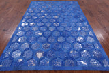 Blue Natural Cowhide Hand Stitched Patchwork Rug - 6' 0" X 9' 0" - Golden Nile
