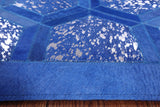 Blue Natural Cowhide Hand Stitched Patchwork Rug - 6' 0" X 9' 0" - Golden Nile
