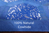 Blue Natural Cowhide Hand Stitched Runner Rug - 4' 0" X 10' 0" - Golden Nile