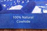 Blue Square Natural Cowhide Hand Stitched Patchwork Rug - 8' 0" X 8' 0" - Golden Nile