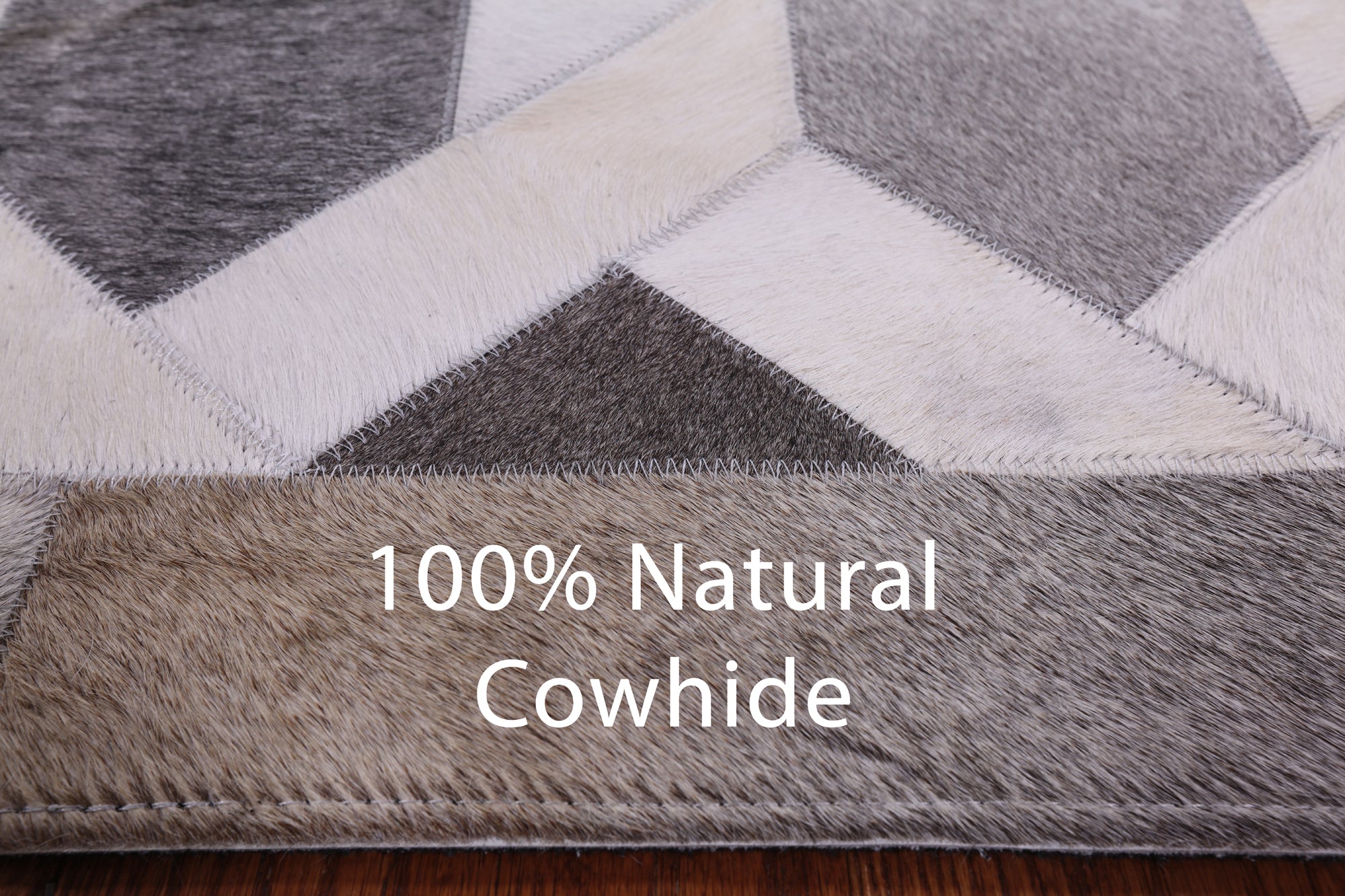 Natural Cowhide Hand Stitched Patchwork Rug - 6' 0" X 9' 0" - Golden Nile