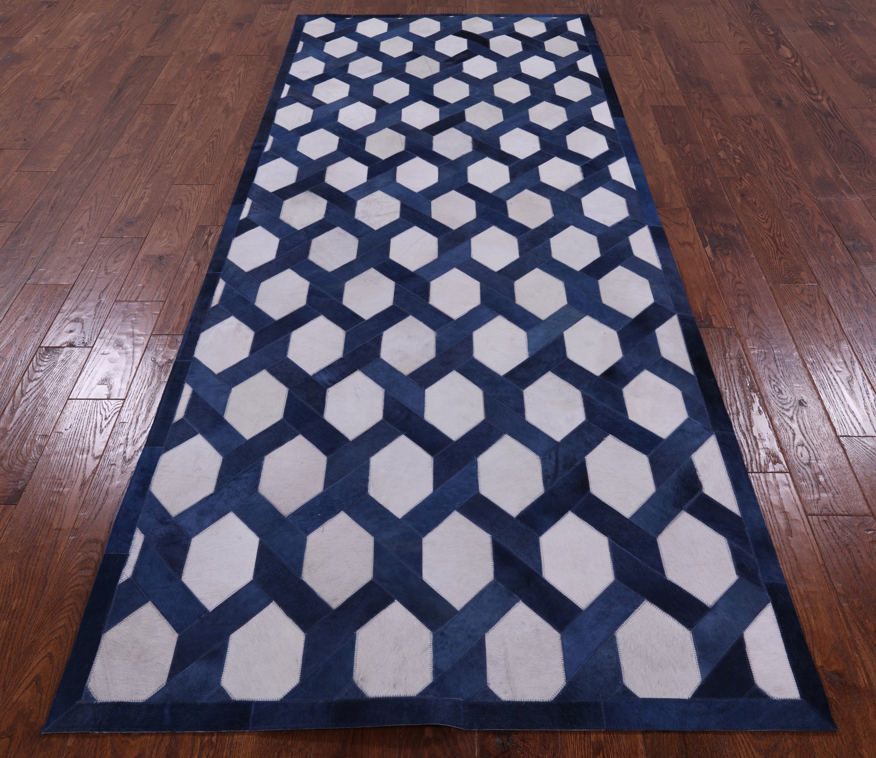 Natural Cowhide Hand Stitched Runner Rug - 4' 0" X 10' 0" - Golden Nile