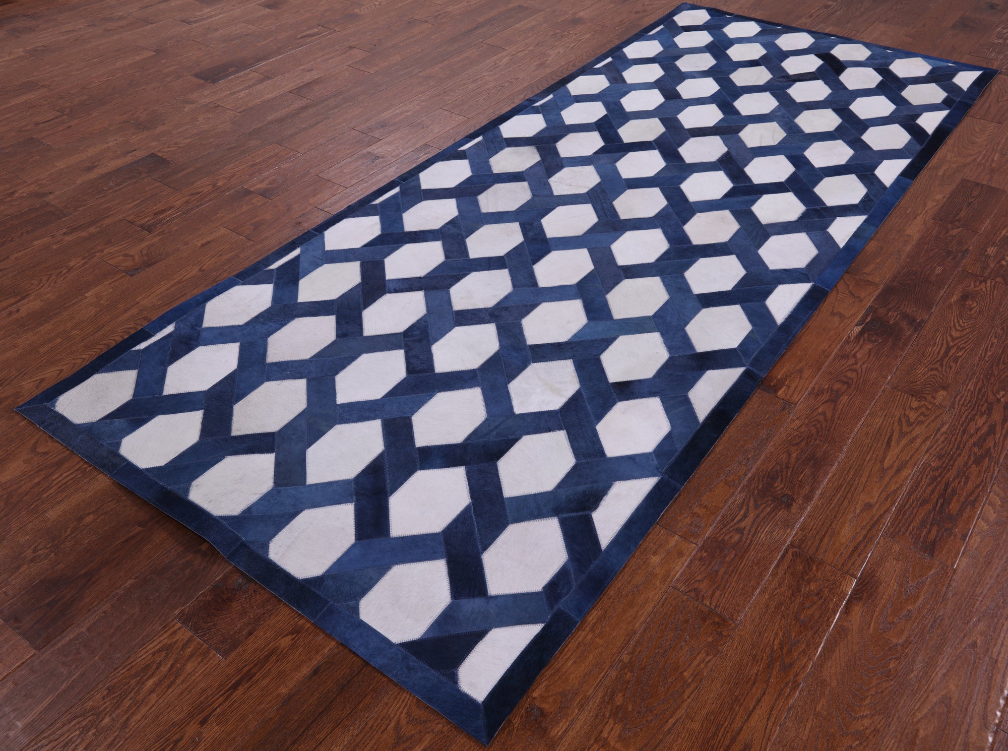 Natural Cowhide Hand Stitched Runner Rug - 4' 0" X 10' 0" - Golden Nile