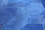 Blue Natural Cowhide Hand Stitched Runner Rug - 2' 6" X 10' 0" - Golden Nile