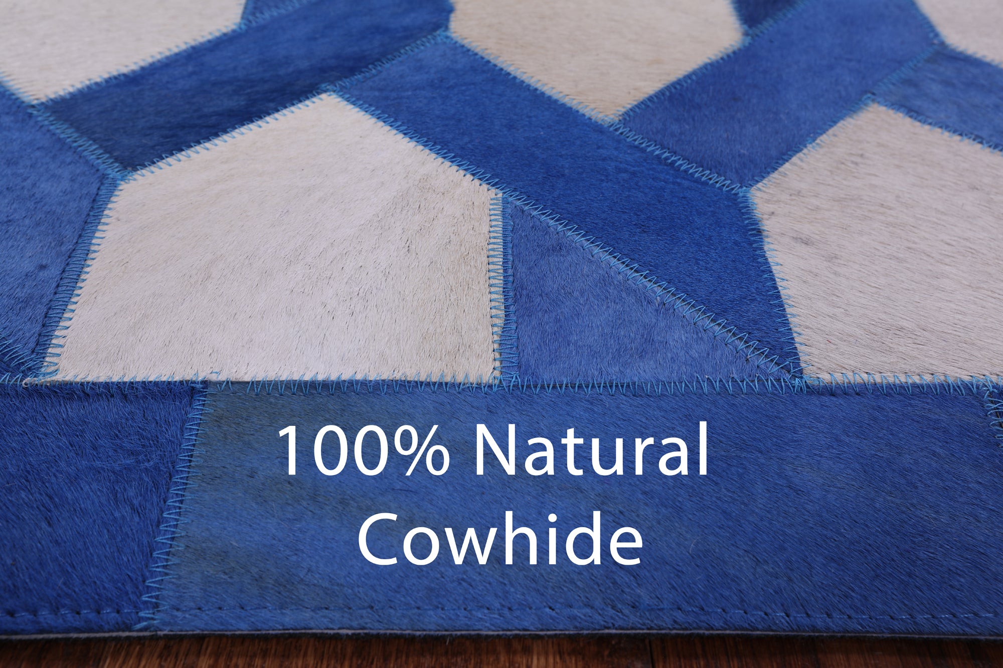 Square Natural Cowhide Hand Stitched Patchwork Rug - 8' 0" X 8' 0" - Golden Nile