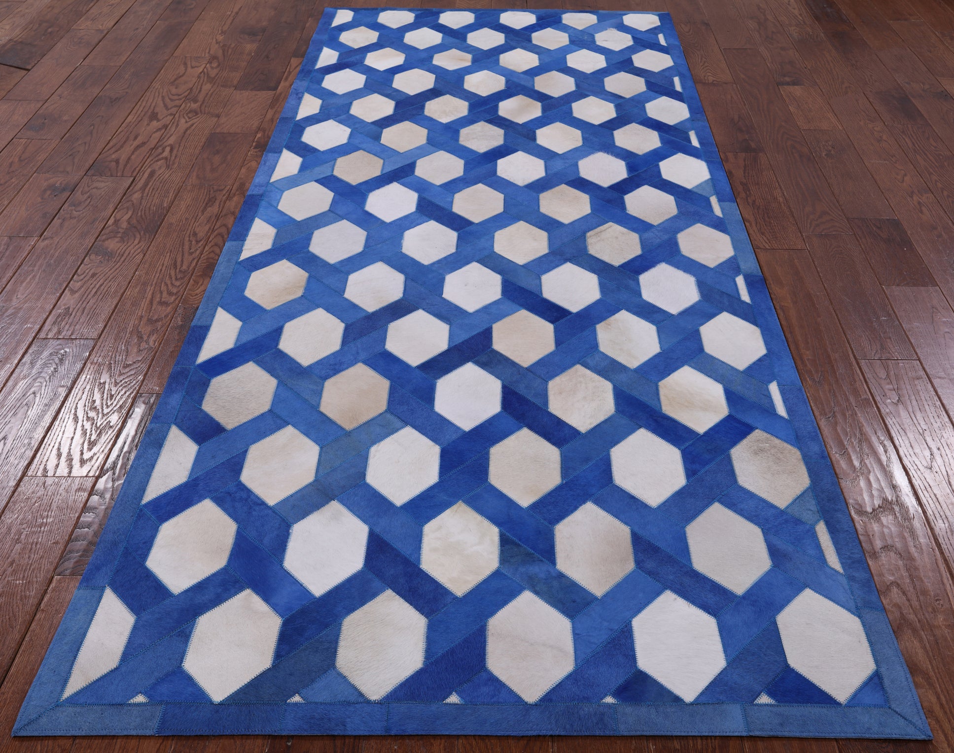 Natural Cowhide Hand Stitched Runner Rug - 4' 0" X 10' 0" - Golden Nile
