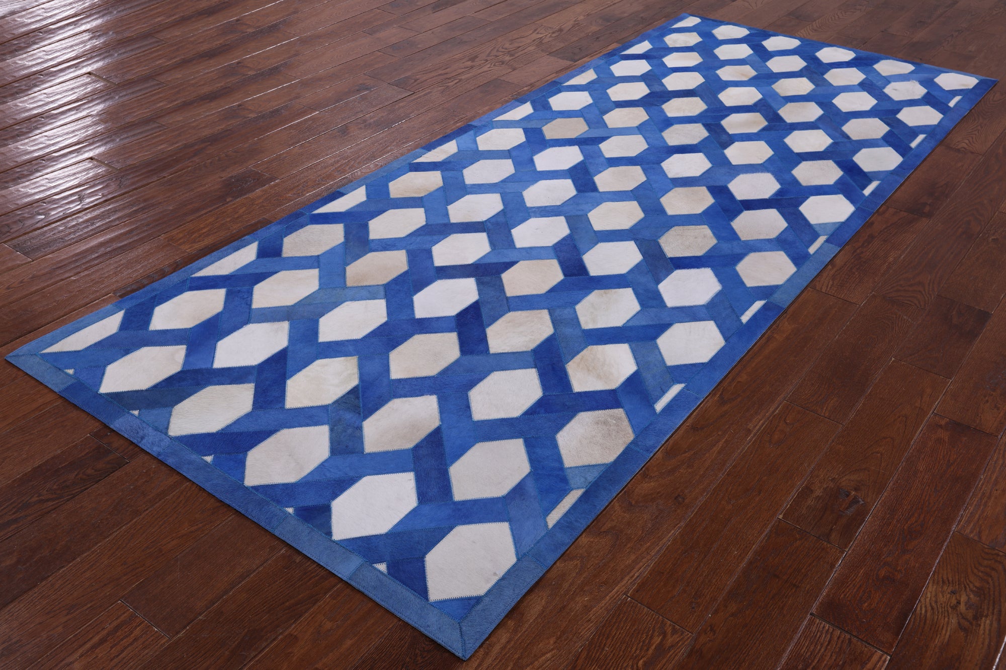 Natural Cowhide Hand Stitched Runner Rug - 4' 0" X 10' 0" - Golden Nile