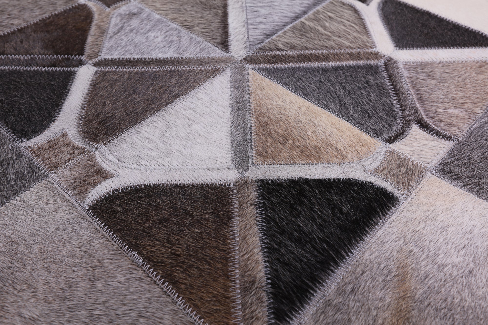 Square Natural Cowhide Hand Stitched Patchwork Rug - 8' 0" X 8' 0" - Golden Nile