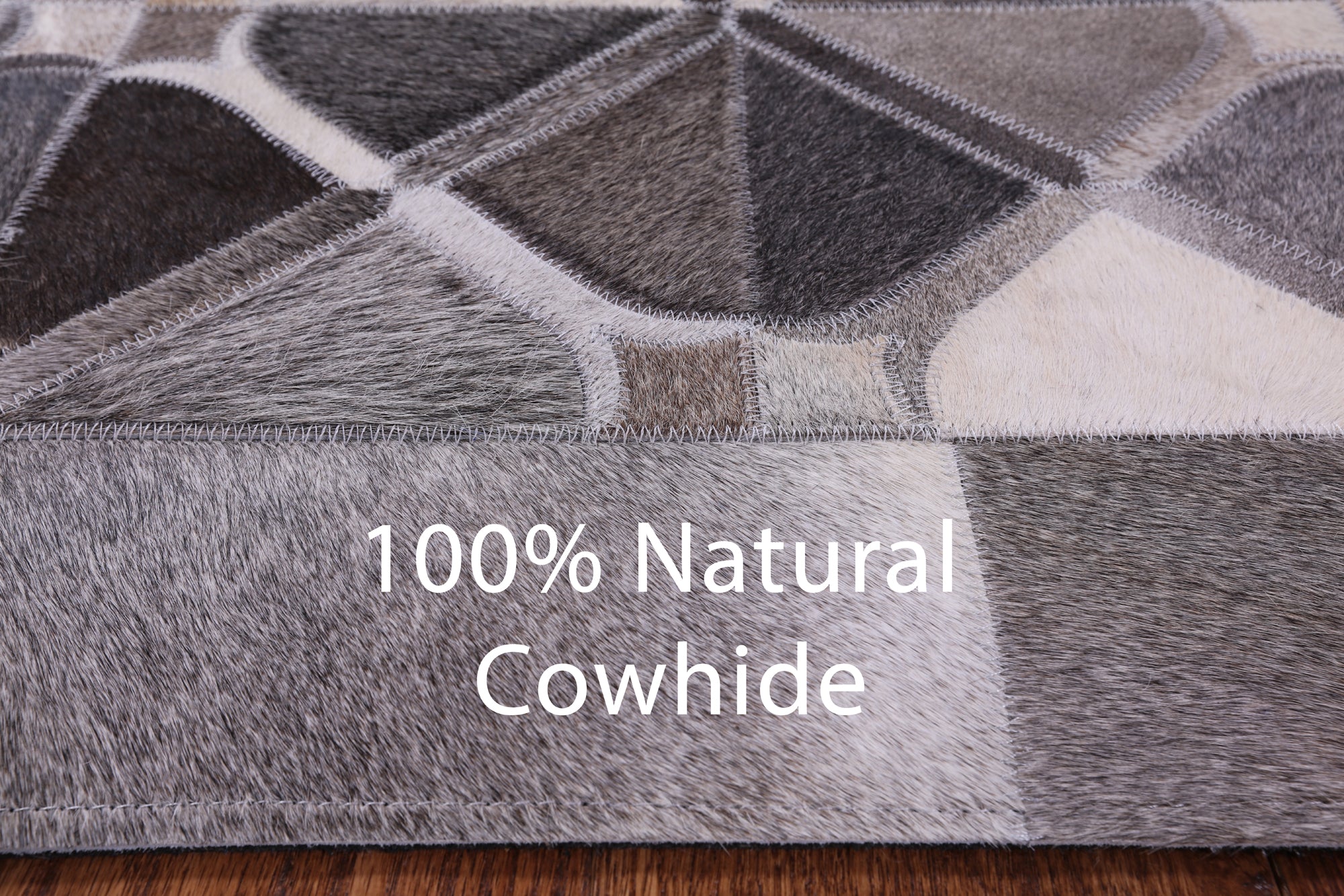 Square Natural Cowhide Hand Stitched Patchwork Rug - 8' 0" X 8' 0" - Golden Nile