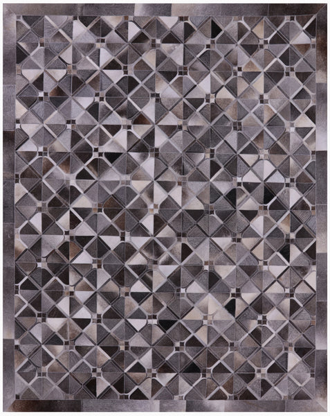 Natural Cowhide Hand Stitched Patchwork Rug - 8' X 10' - Golden Nile