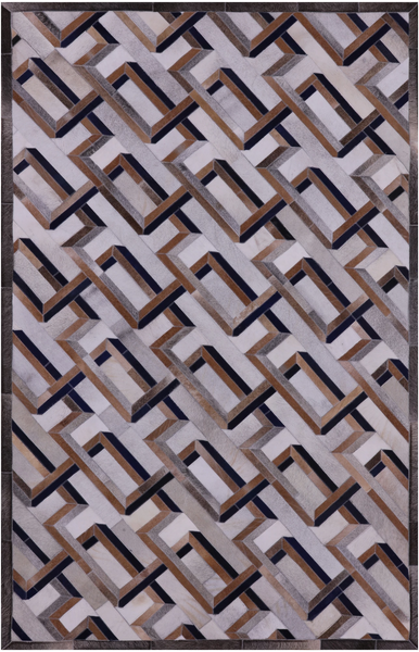 Natural Cowhide Hand Stitched Patchwork Rug - 5' 0" X 8' 0" - Golden Nile