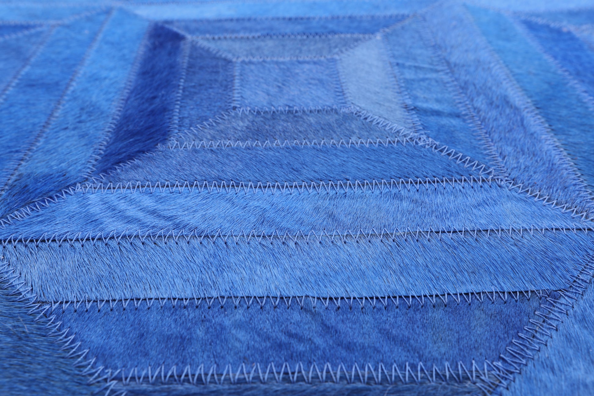Blue Square Natural Cowhide Hand Stitched Patchwork Rug - 8' 0" X 8' 0" - Golden Nile