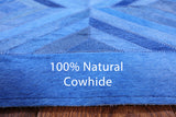 Blue Square Natural Cowhide Hand Stitched Patchwork Rug - 8' 0" X 8' 0" - Golden Nile