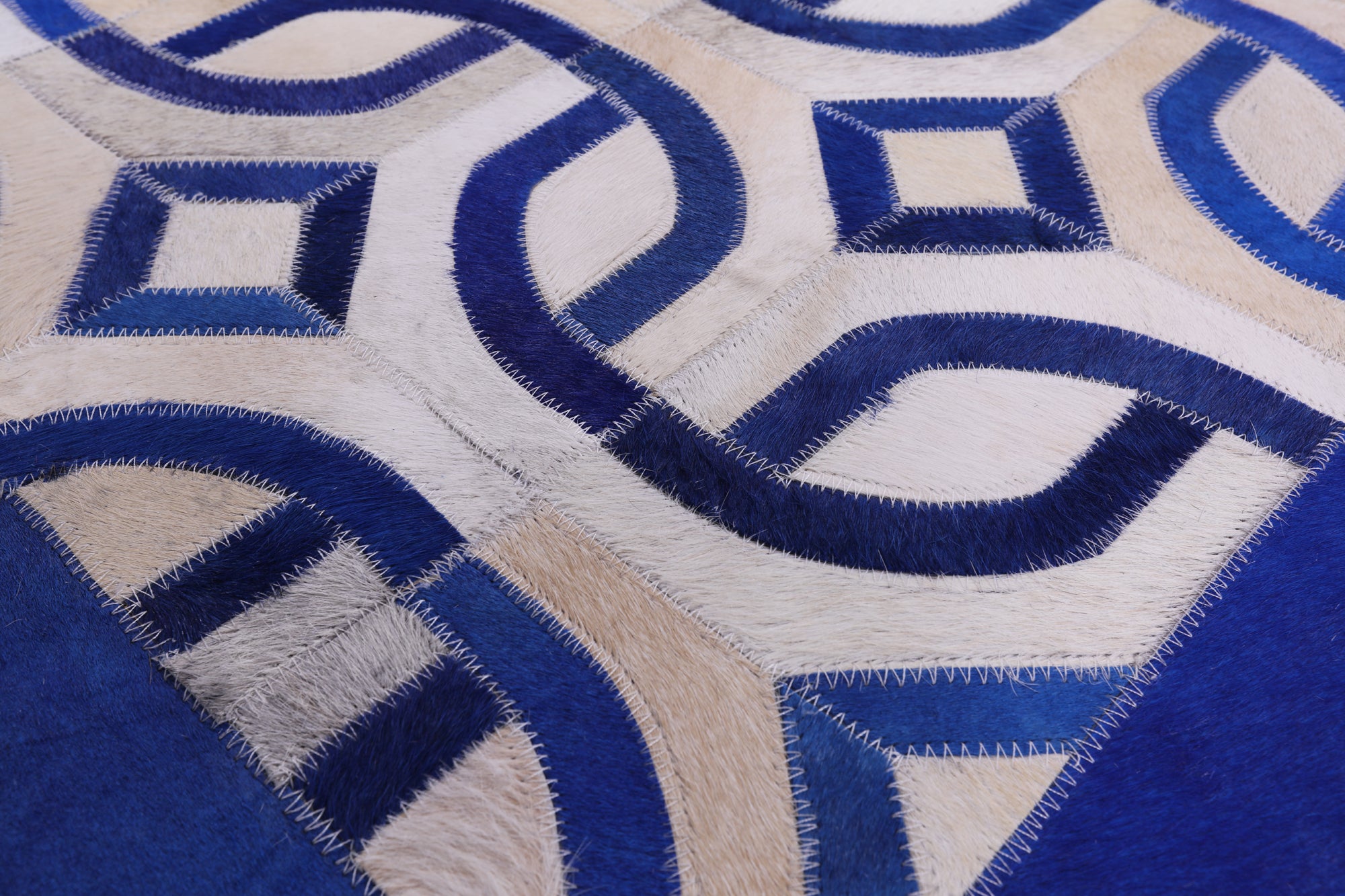 Square Natural Cowhide Hand Stitched Patchwork Rug - 8' 0" X 8' 0" - Golden Nile