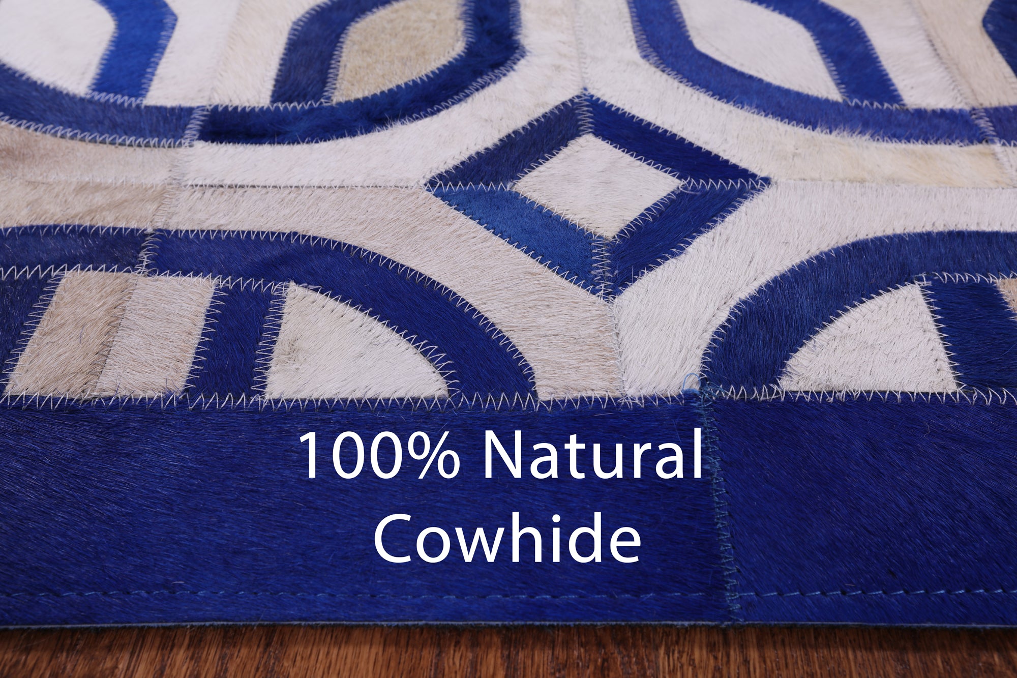 Square Natural Cowhide Hand Stitched Patchwork Rug - 8' 0" X 8' 0" - Golden Nile