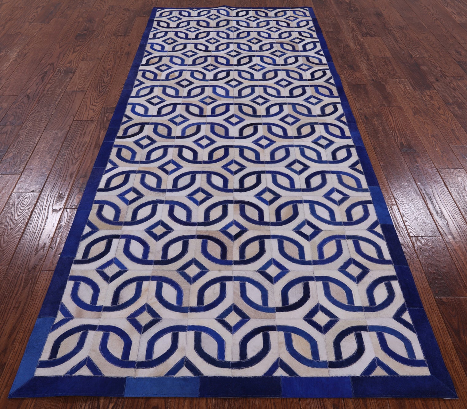 Natural Cowhide Hand Stitched Runner Rug - 4' 0" X 10' 0" - Golden Nile