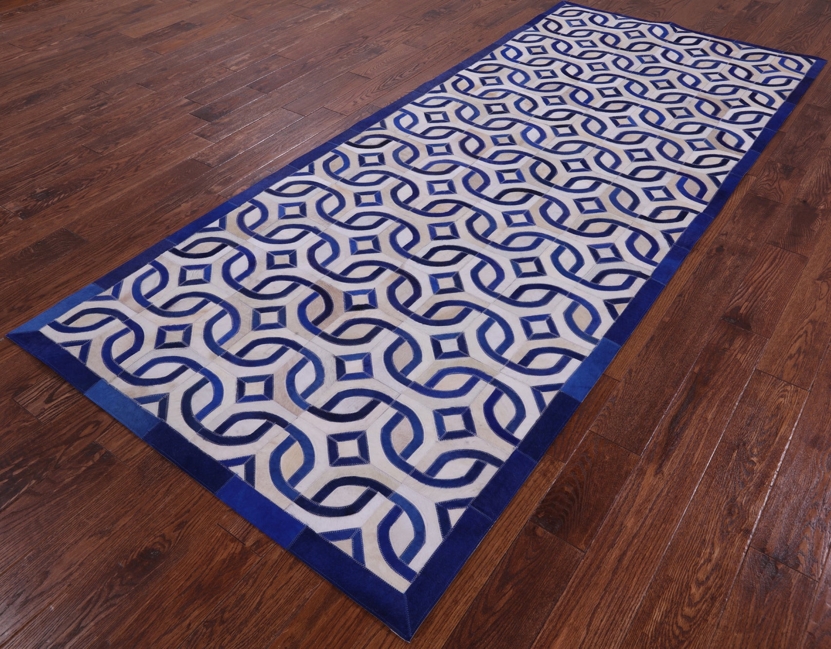 Natural Cowhide Hand Stitched Runner Rug - 4' 0" X 10' 0" - Golden Nile