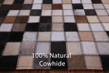 Natural Cowhide Hand Stitched Patchwork Rug - 4' X 6' - Golden Nile