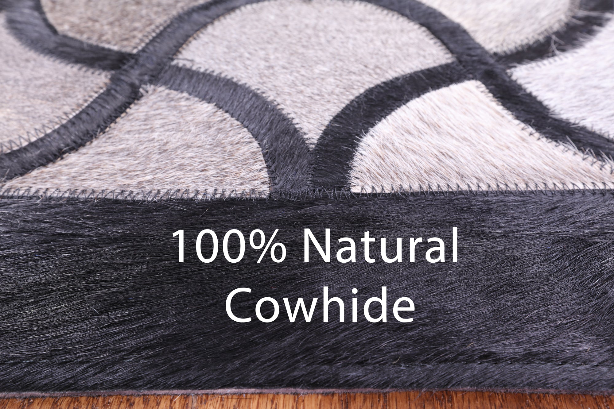 Square Natural Cowhide Hand Stitched Patchwork Rug - 8' 0" X 8' 0" - Golden Nile