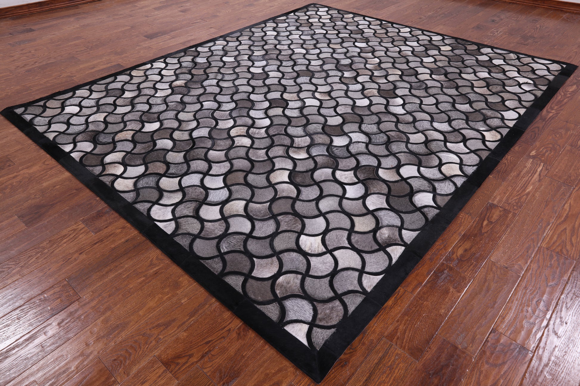 Natural Cowhide Hand Stitched Patchwork Rug - 8' 0" X 10' 0" - Golden Nile