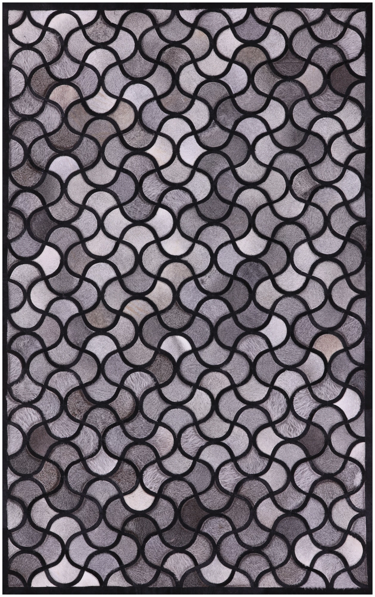 Natural Cowhide Hand Stitched Patchwork Rug - 5' 0" X 8' 0" - Golden Nile