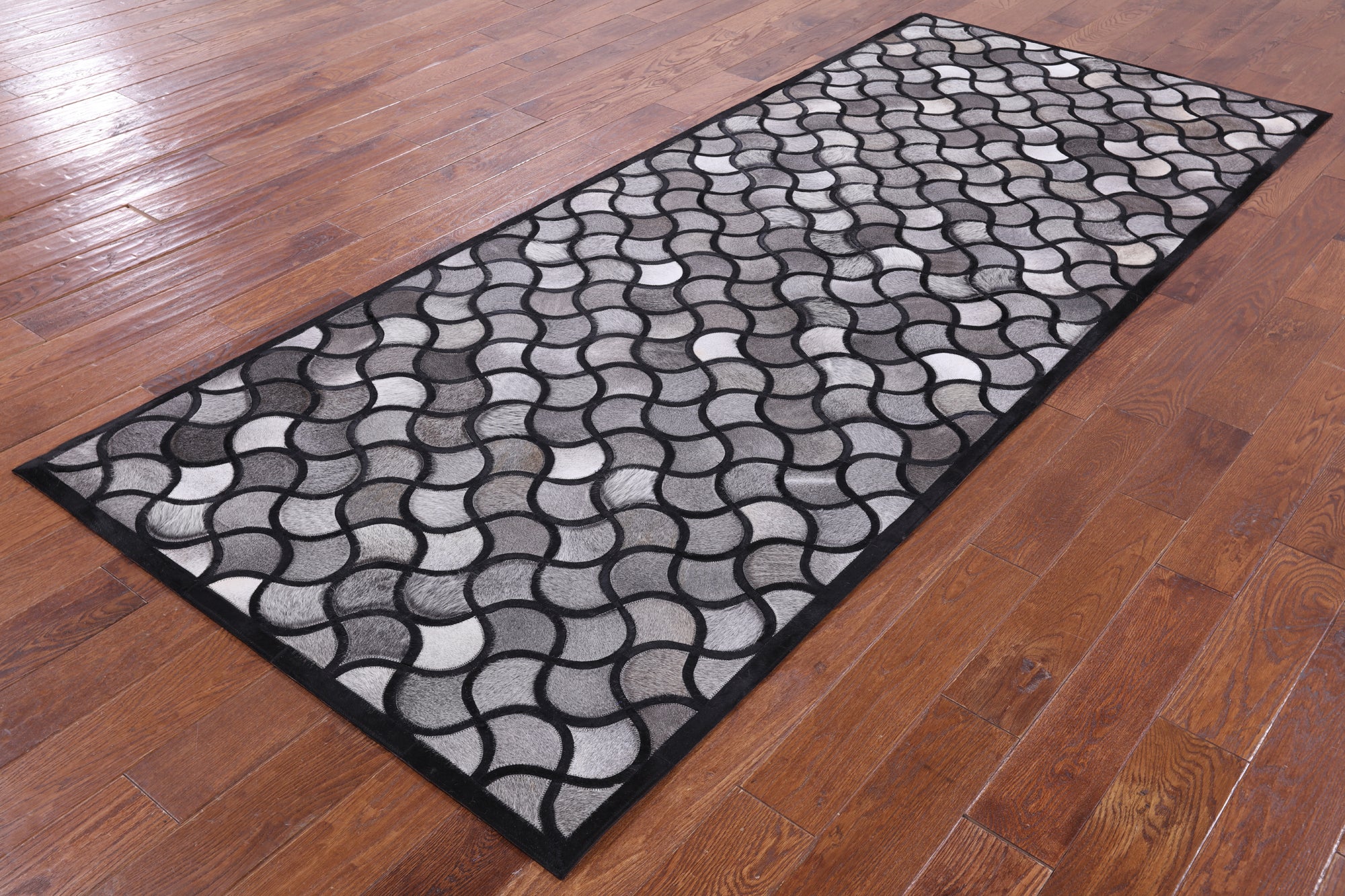 Natural Cowhide Hand Stitched Runner Rug - 4' 0" X 10' 0" - Golden Nile