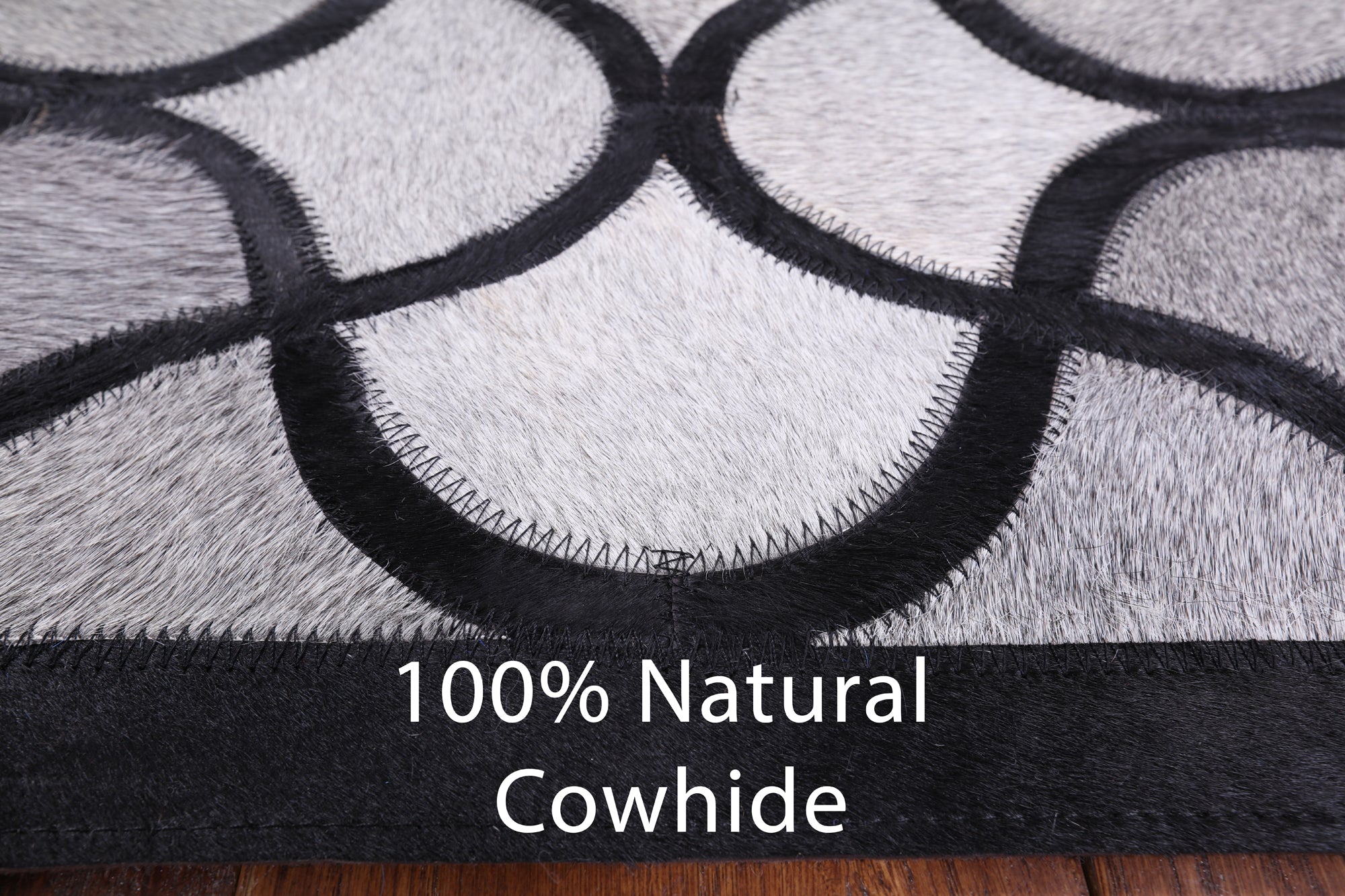 Natural Cowhide Hand Stitched Patchwork Rug - 4' 0" X 6' 0" - Golden Nile