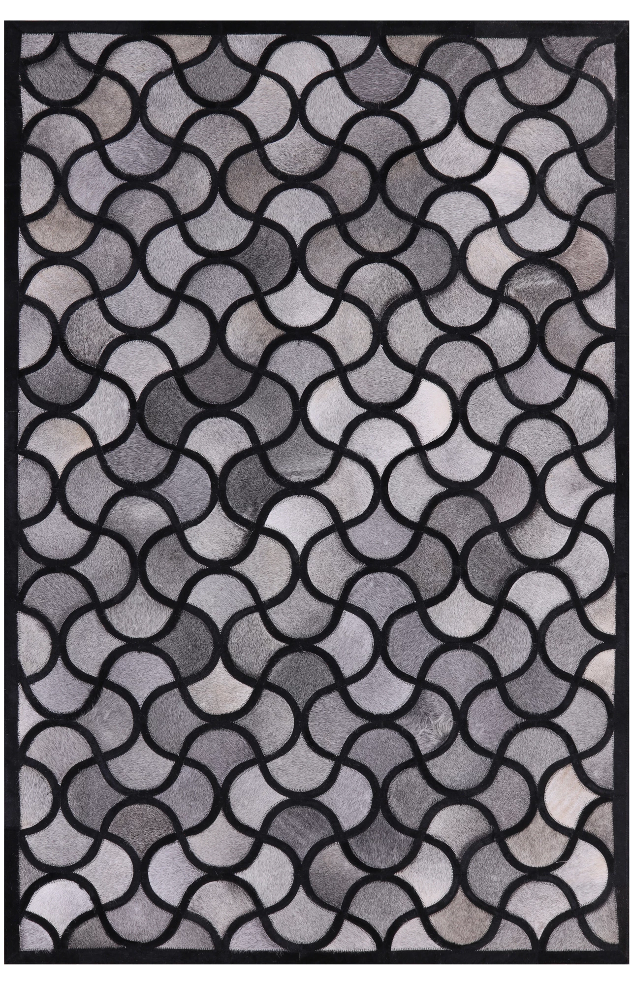Natural Cowhide Hand Stitched Patchwork Rug - 4' 0" X 6' 0" - Golden Nile