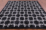 Black Square Natural Cowhide Hand Stitched Patchwork Rug - 8' 0" X 8' 0" - Golden Nile