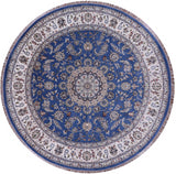 Round Persian Nain Hand Knotted Wool & Silk Area Rug - 9' 2" X 9' 2" - Golden Nile