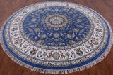 Round Persian Nain Hand Knotted Wool & Silk Area Rug - 9' 2" X 9' 2" - Golden Nile