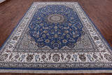 Persian Nain Hand Knotted Wool & Silk Area Rug - 8' 10" X 12' 3" - Golden Nile