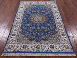 Persian Nain Hand Knotted Wool & Silk Area Rug - 3' 11" X 6' 0" - Golden Nile