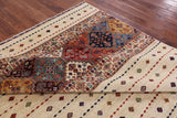 Ivory Khorjin Persian Gabbeh Hand Knotted Wool Area Rug - 7' 10" X 10' 2" - Golden Nile