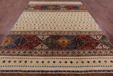 Ivory Khorjin Persian Gabbeh Hand Knotted Wool Area Rug - 7' 10" X 10' 2" - Golden Nile