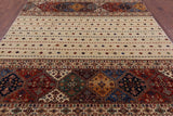 Ivory Khorjin Persian Gabbeh Hand Knotted Wool Area Rug - 7' 10" X 10' 2" - Golden Nile