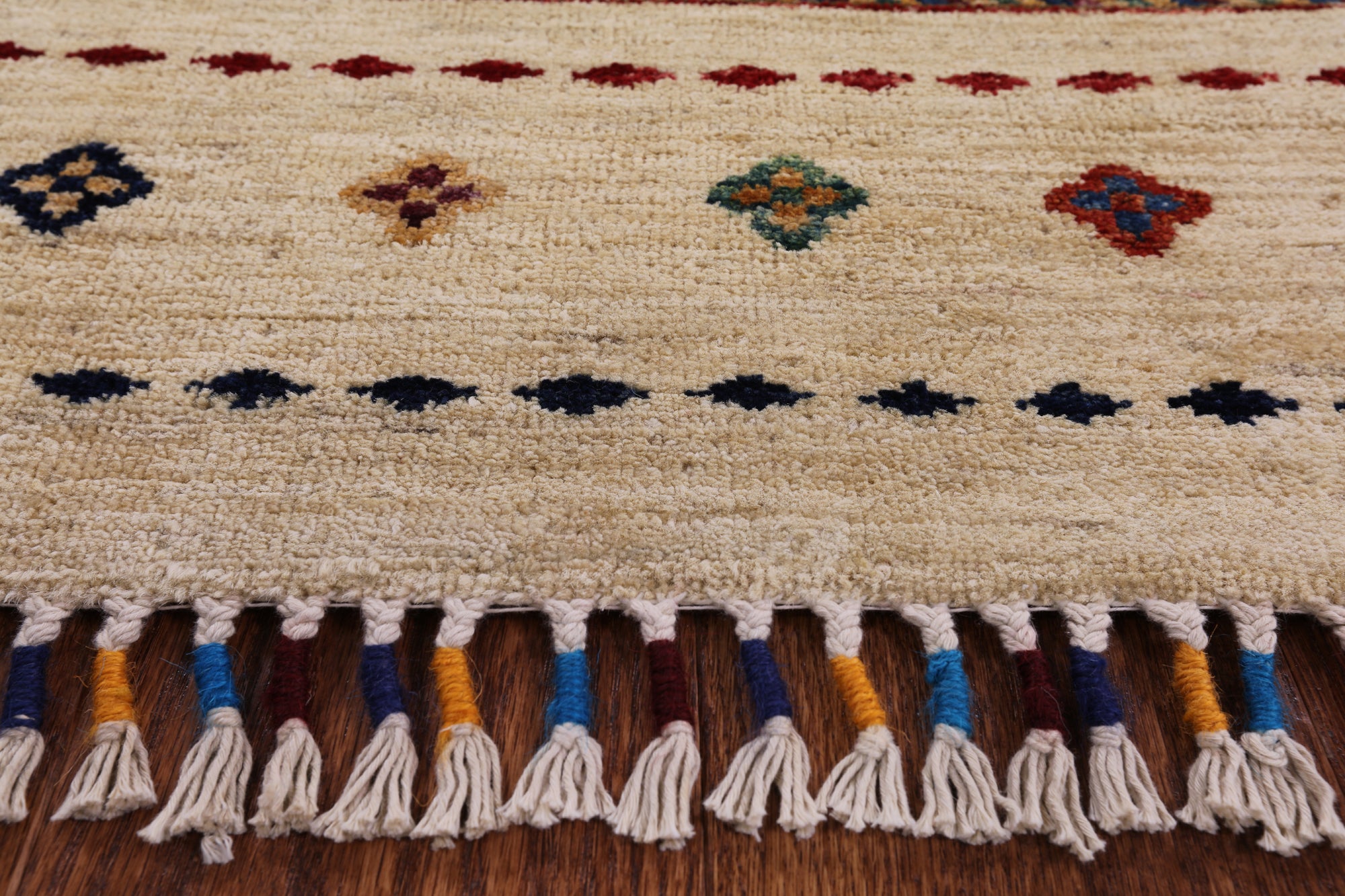 Ivory Khorjin Persian Gabbeh Hand Knotted Wool Area Rug - 7' 10" X 10' 2" - Golden Nile