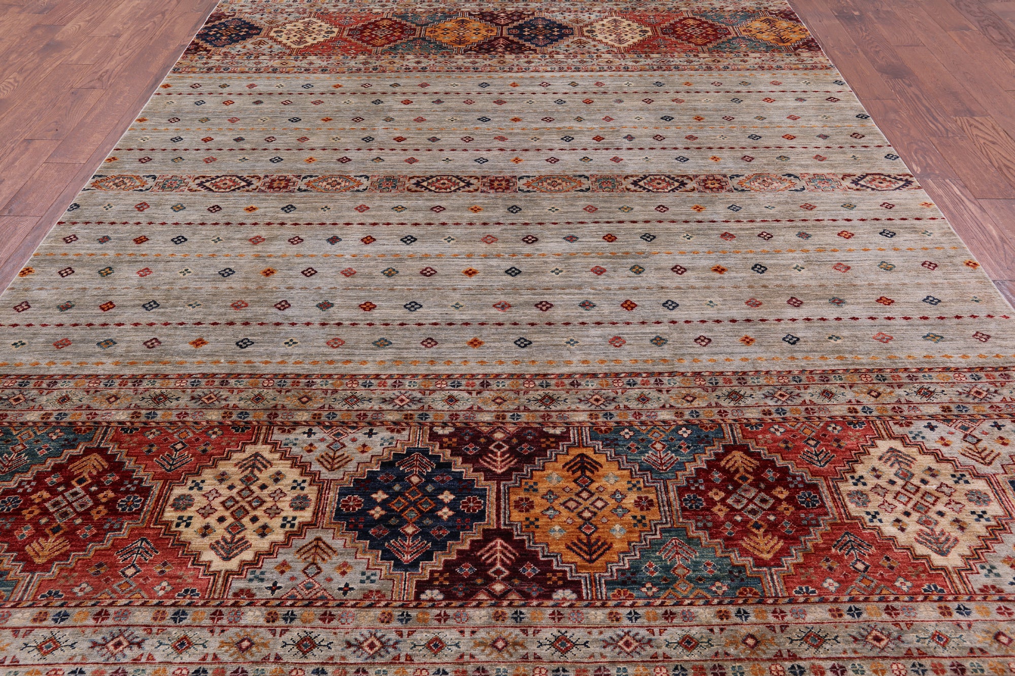 Khorjin Persian Gabbeh Handmade Wool Rug - 8' 2" X 11' 2" - Golden Nile