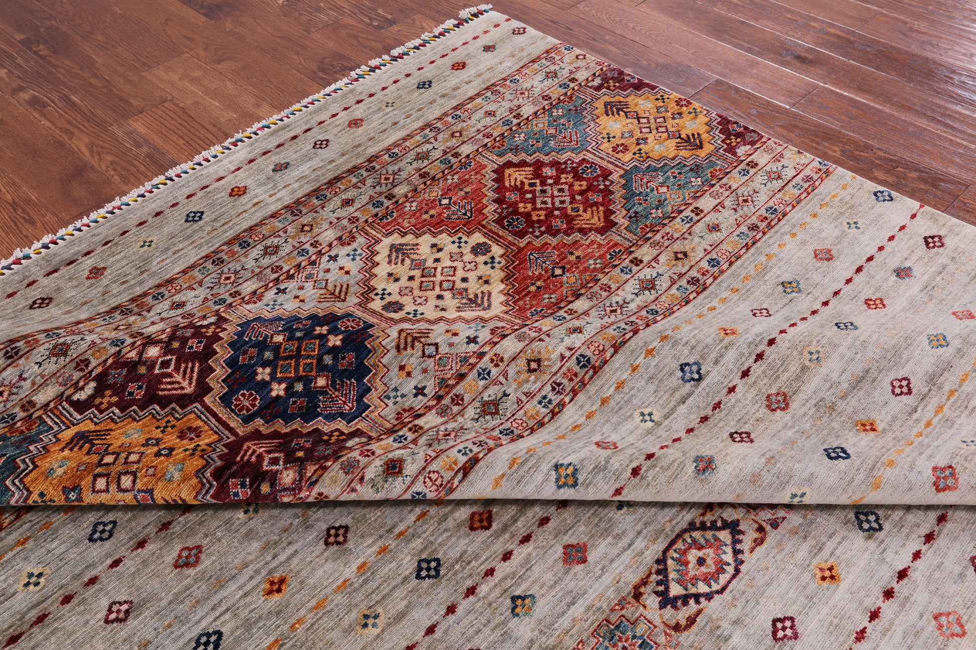 Khorjin Persian Gabbeh Handmade Wool Rug - 8' 2" X 11' 2" - Golden Nile