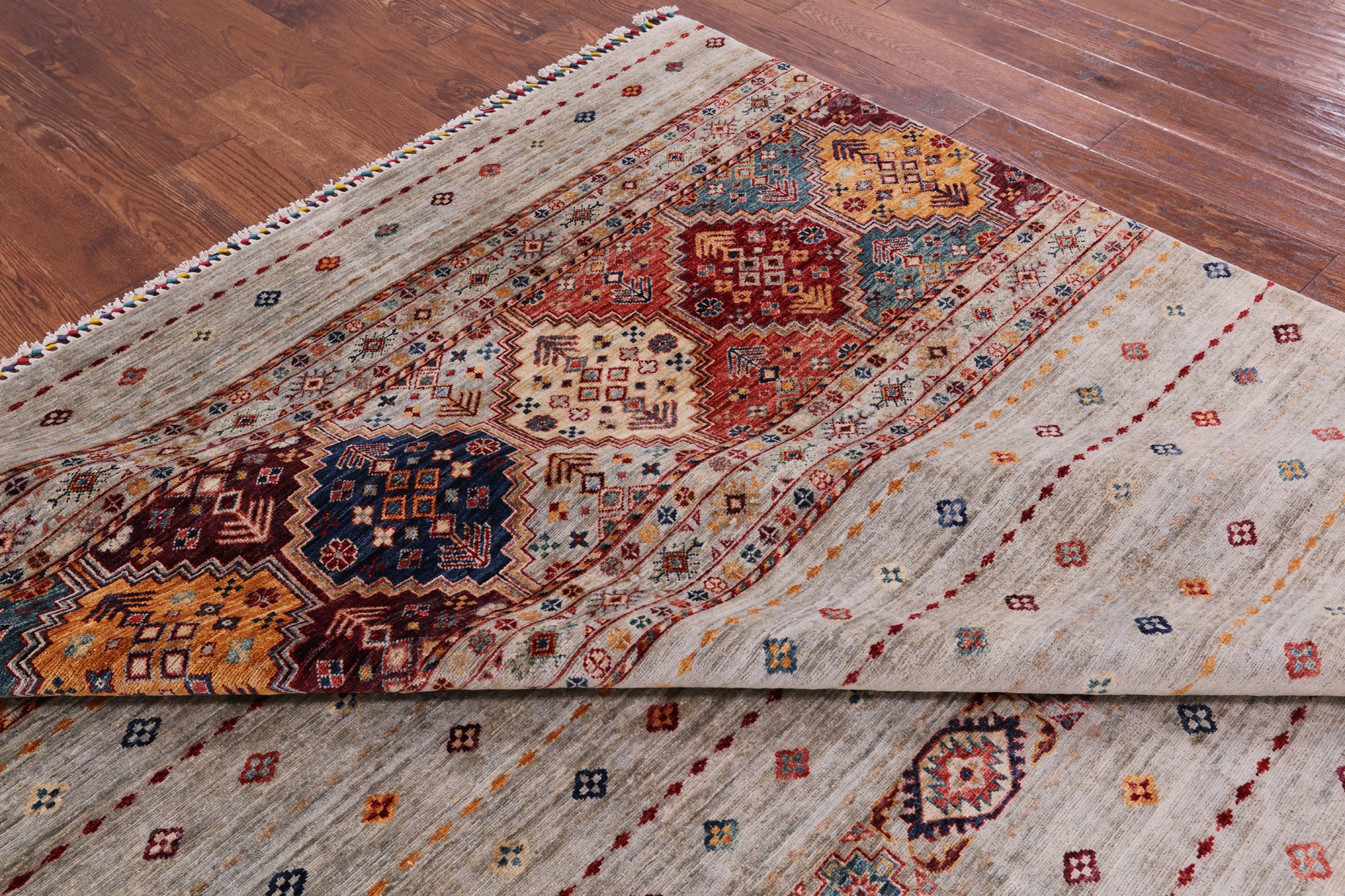 Khorjin Persian Gabbeh Handmade Wool Rug - 8' 2" X 11' 2" - Golden Nile